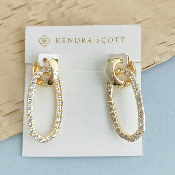 Kendra Scott Jewelry - BRAND NEW Kendra Scott Danielle Convertible Link Earrings Gold White Crystal